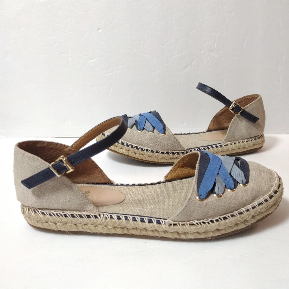 Anthropology Jasper & Jeera Village Espadrilles Adjustable Ankle Strap Flats 6